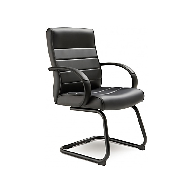 Sled Armchair With Faux Leather Armrests For Waiting Room Waiting