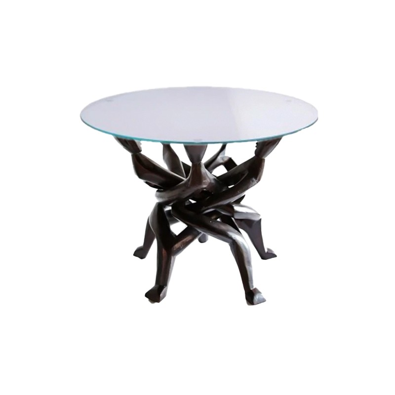 West African Hand Carved Monoxylous 5 head African Akan Unity Statue