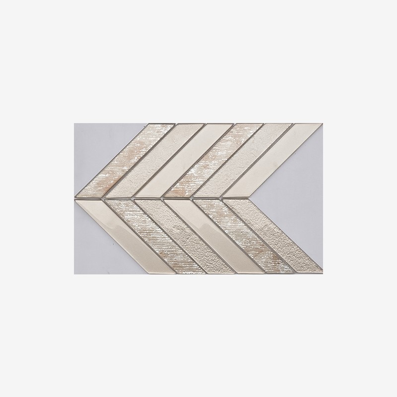 Multi Texture Metallic Glass Chevron Tiles Mesh Mounted Tiles Arcedior