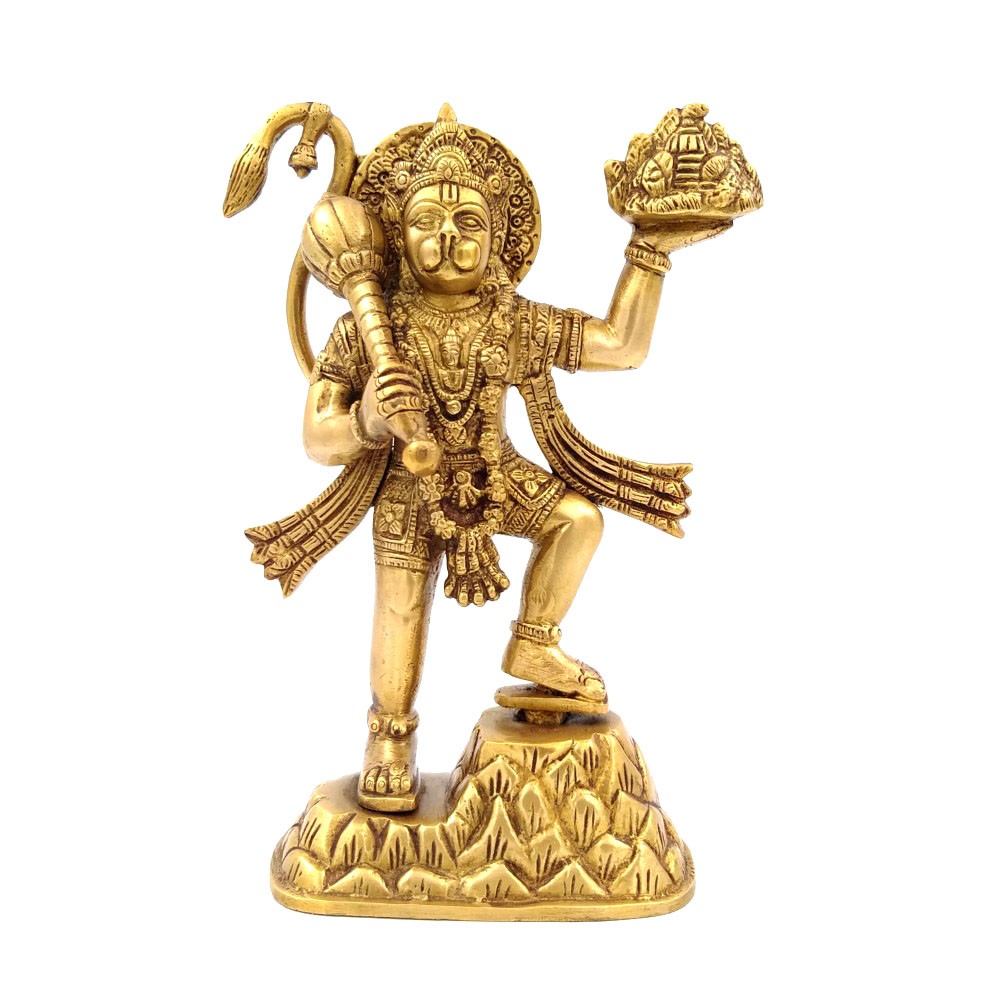 Brass Hanumanji Standing Idol L6" x W3" x H9.25"