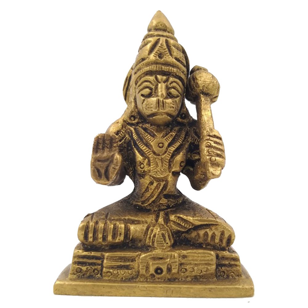 Brass Hanumanji Sitting Idol L2" x W0.75" x H2.75"