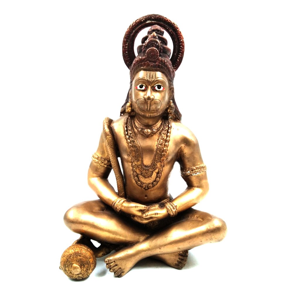 Brass Hanumanji Sitting Idol L7.5" x W5" x H11.5"