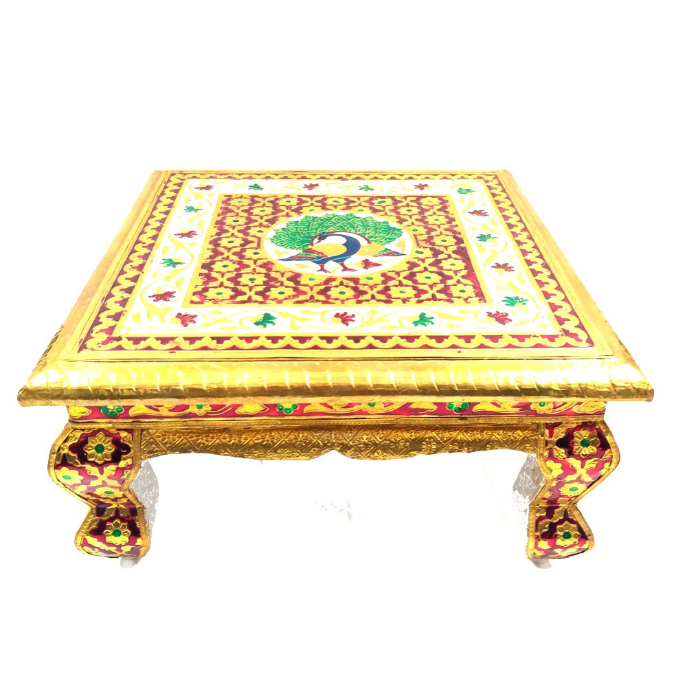 Brass Minakari Bajoth Peacock Design Pooja Article L14