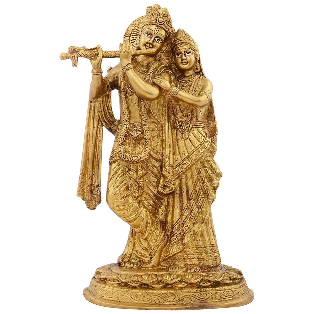 Brass Radha krishna Standing Idol L7.75" x W4.5" x H12"