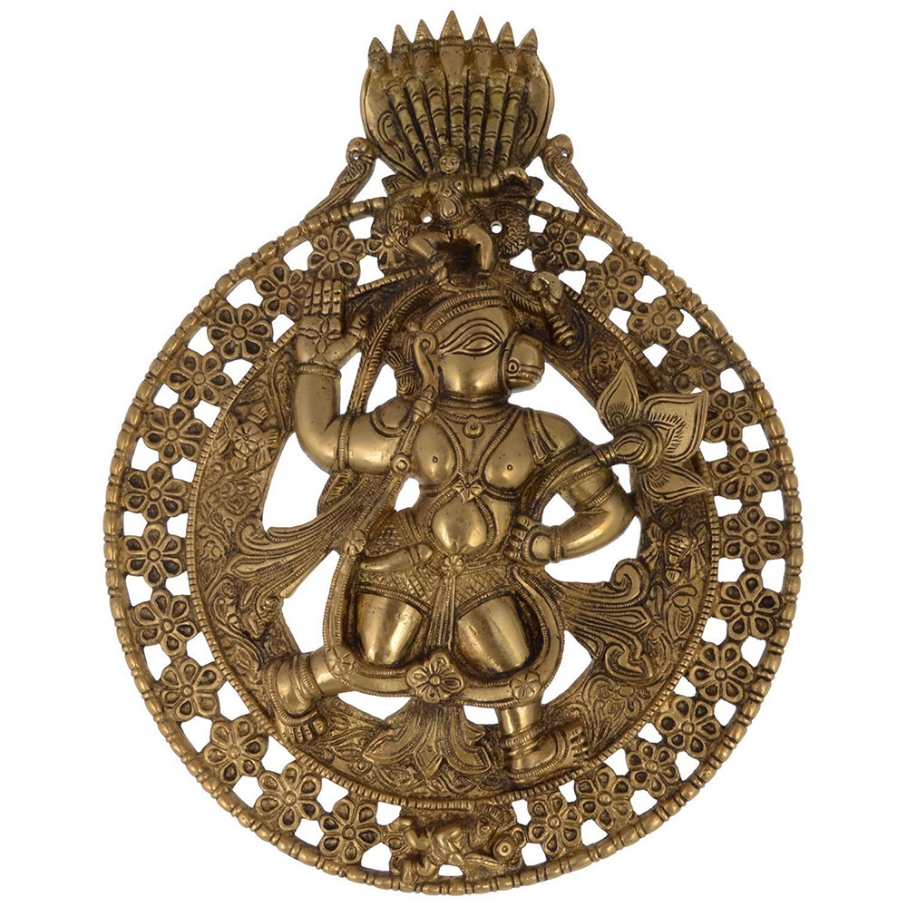 Brass Hanumanji Standing Wall Hangings L9.75" x W1.25" x H12"