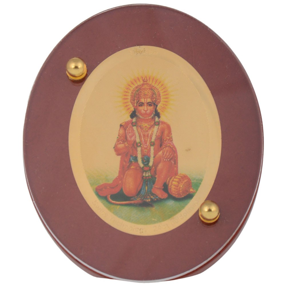 Wooden With Gold Plated Hanumanji Sitting Car Dashboard L2.25" x W1.25" x H2.50"