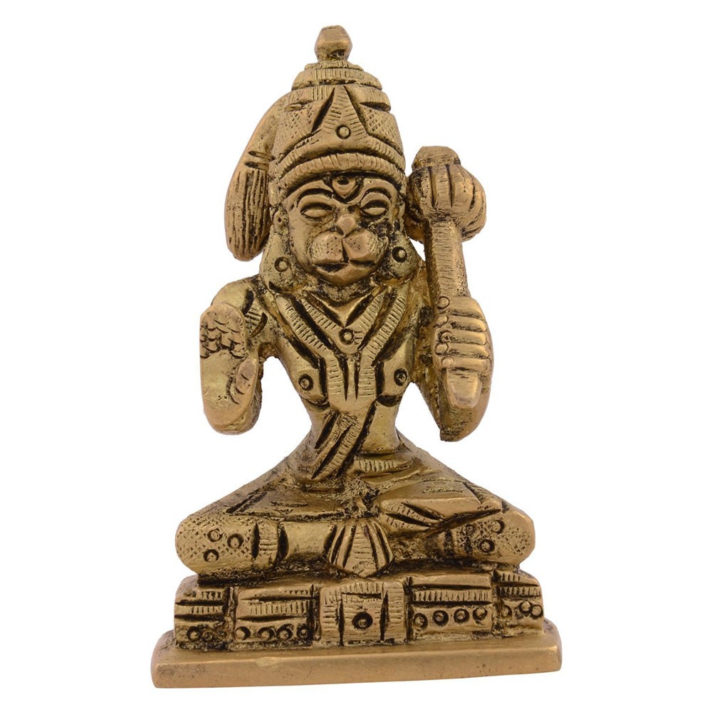 Brass Hanumanji Sitting Idol L1.25" x W1" x H2.75"