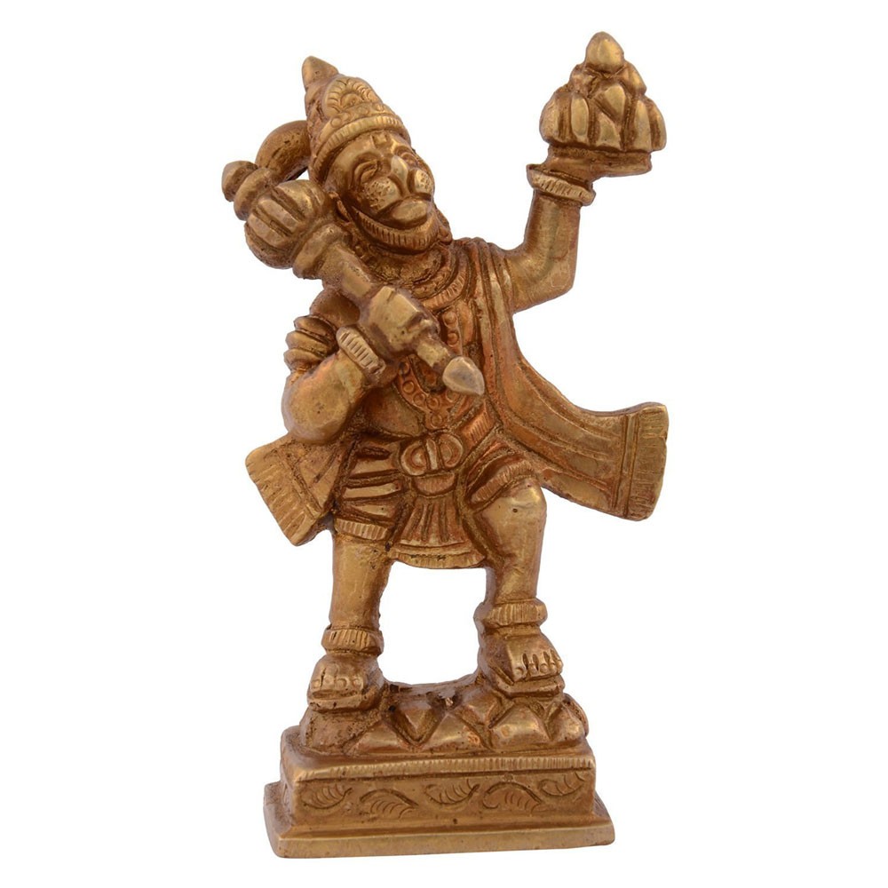 Brass Hanumanji Standing Idol L2" x W1.25" x H3.25"