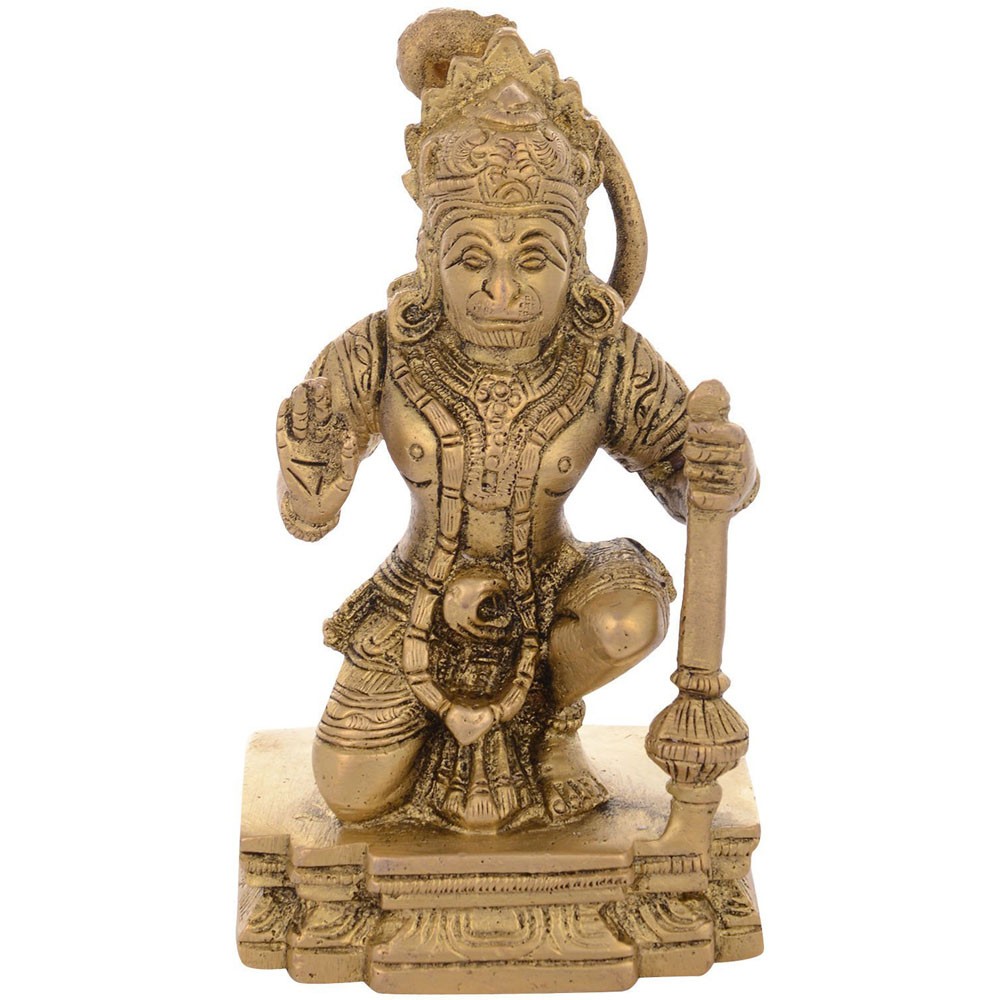 Brass Hanumanji Sitting Idol L2.5" x W2" x H4.25"