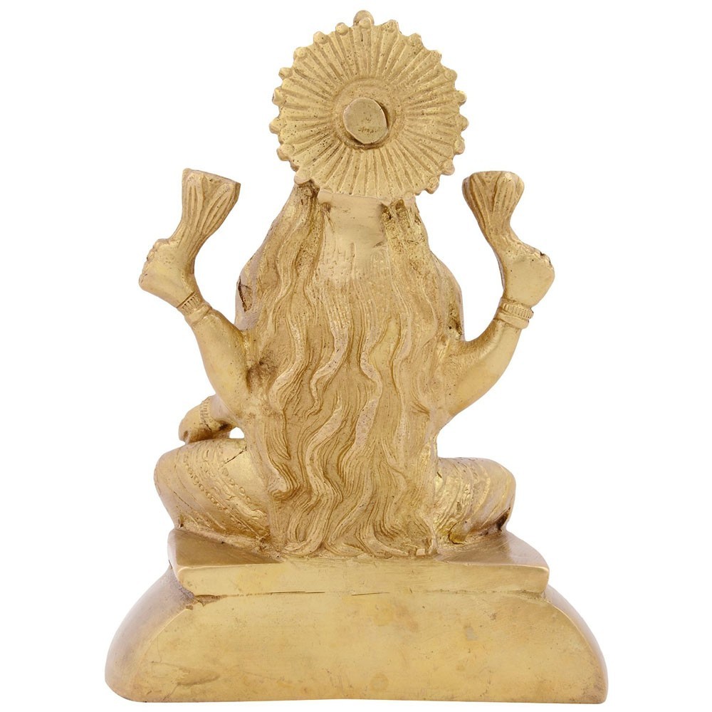 Brass Laxmiji Sitting Idol L5.25" x W4" x H6.75"