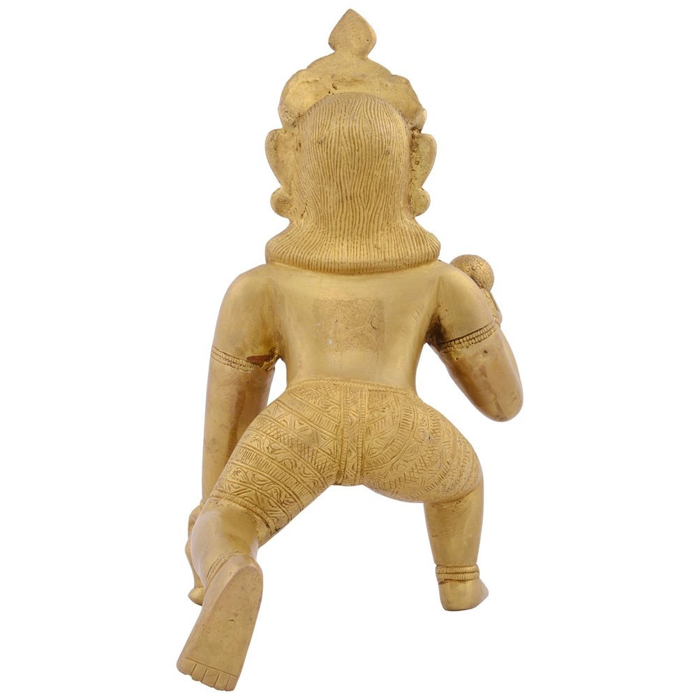 H 13.25" Brass Laddu Gopal Crawling Idol Big 