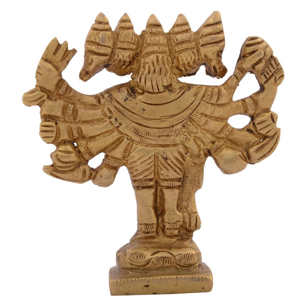 Brass Panchmukhi Hanumanji Standing Idol L2.5" x W1" x H2.75"