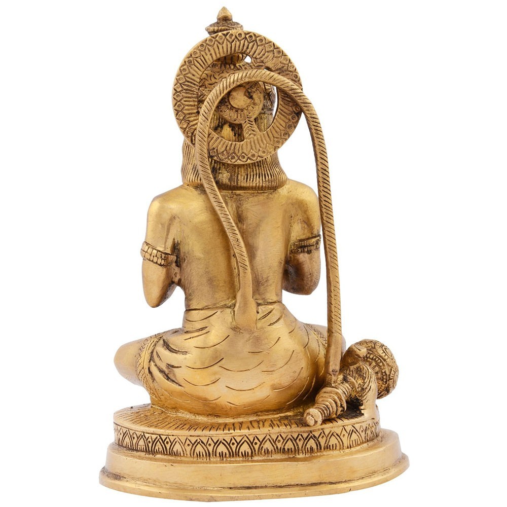 Brass Hanumanji Sitting Idol L5" x W3.5" x H7.5"
