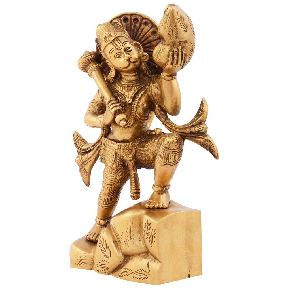 Brass Hanumanji Standing Idol L5.25" x W2.75" x H7.75"