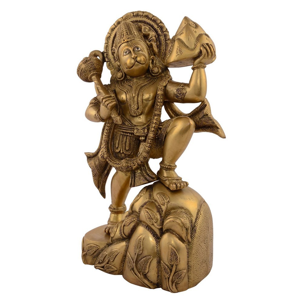 Brass Hanumanji Standing Idol L10" x W5" x H16.25"