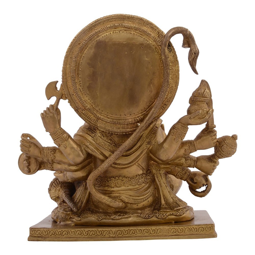 Brass Panchmukhi Hanumanji Sitting Idol L9" x W5.5" x H8.75"
