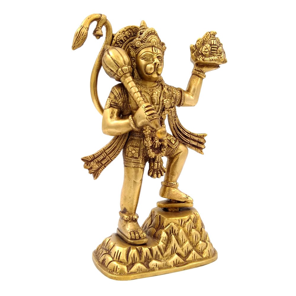 Brass Hanumanji Standing Idol L6" x W3" x H9.25"