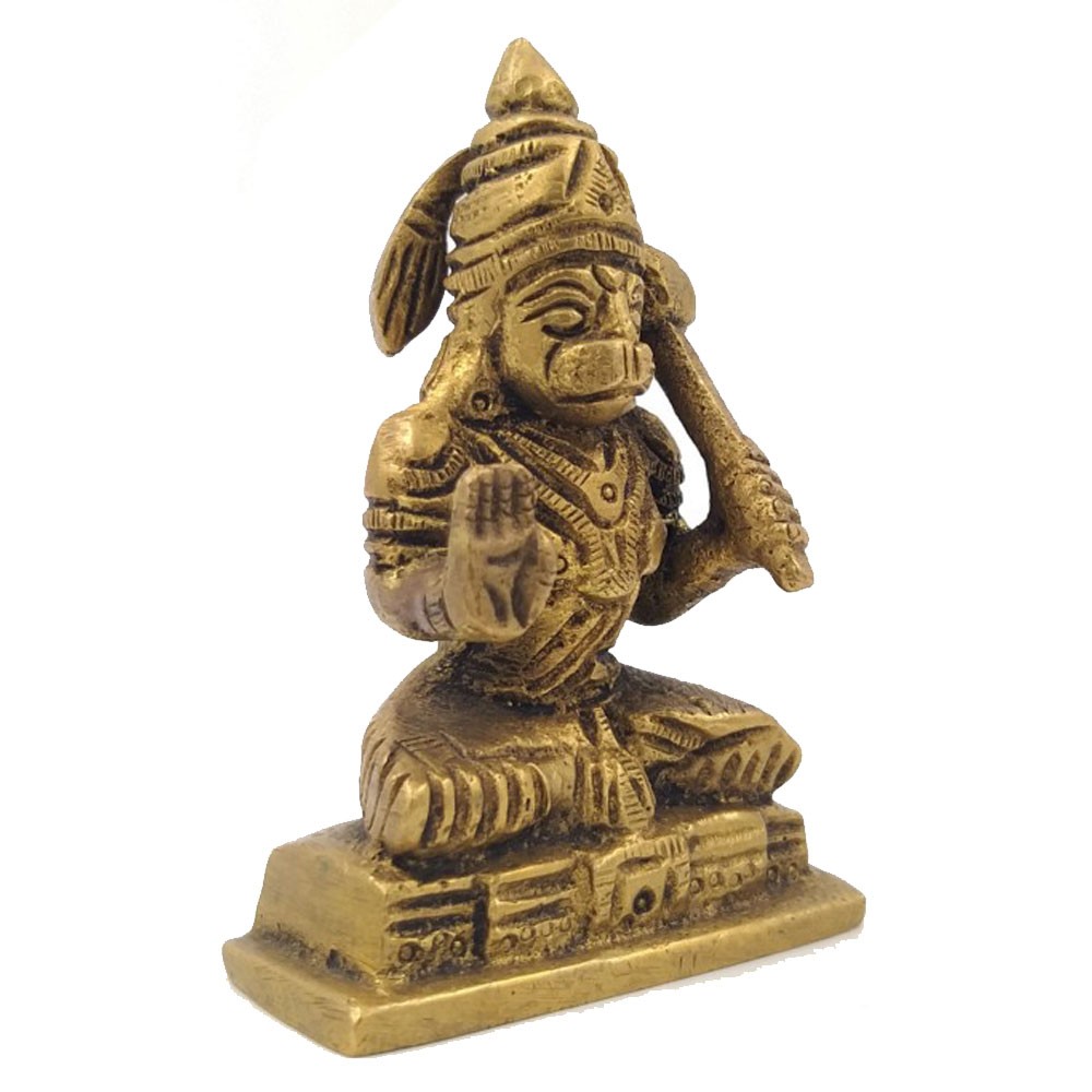 Brass Hanumanji Sitting Idol L2" x W0.75" x H2.75"