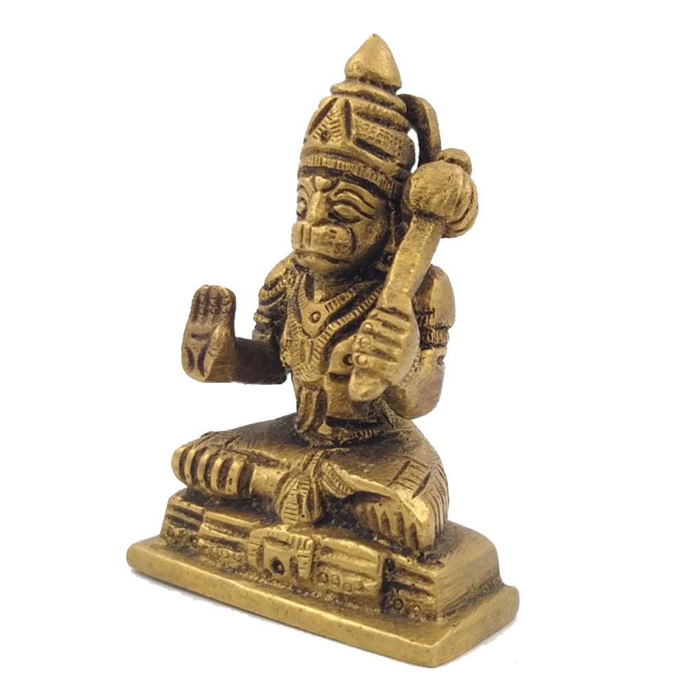 Brass Hanumanji Sitting Idol L2" x W0.75" x H2.75"