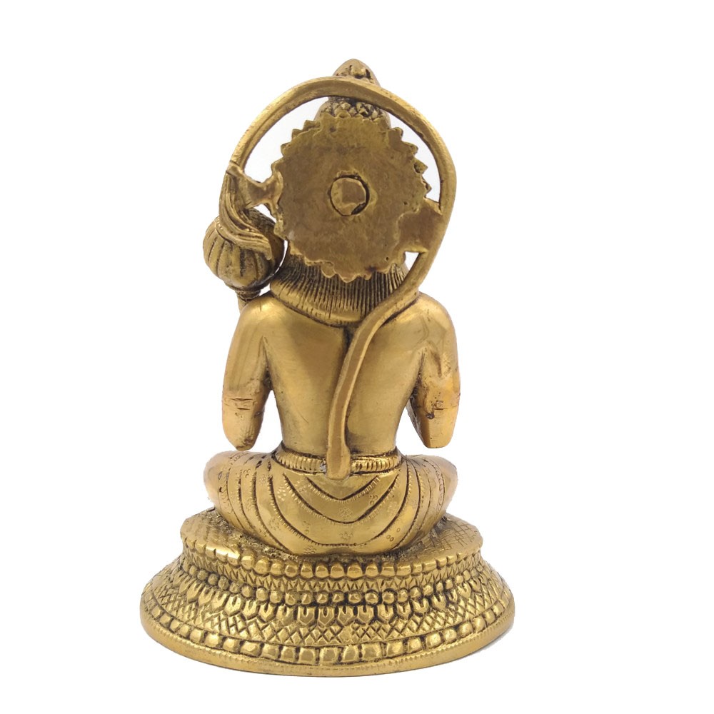 Brass Hanumanji Sitting Idol L5.25" x W3.25" x H7.25"