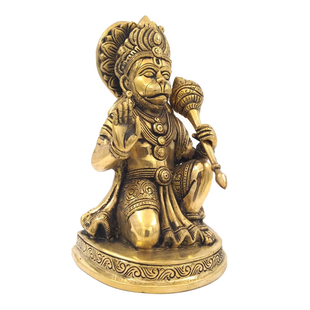 Brass Hanumanji Sitting Idol L5.50" x W4.25" x H9"