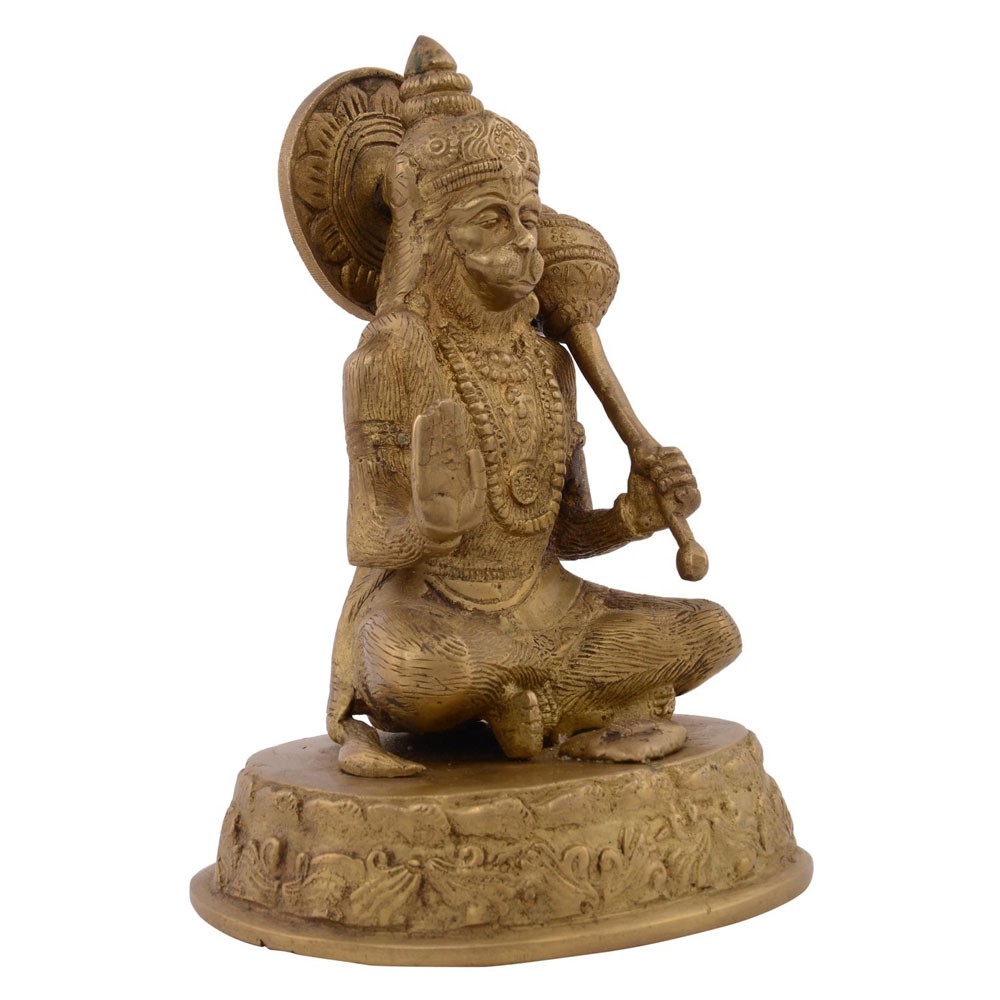 Brass Hanumanji Sitting Idol L5.5" x W4.5" x H7"