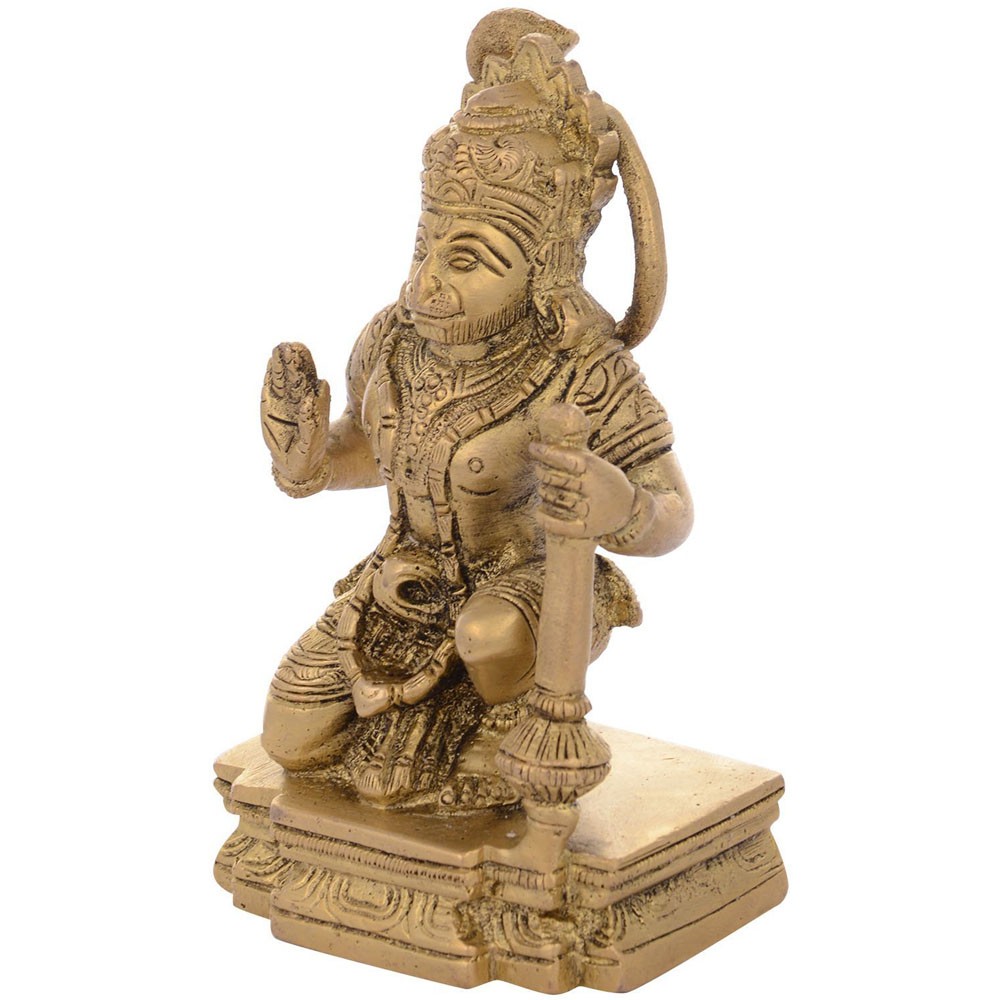 Brass Hanumanji Sitting Idol L2.5" x W2" x H4.25"