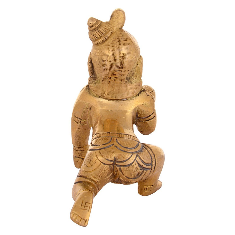 H 3.5" Brass Laddu Gopal Small Crawling Idol  