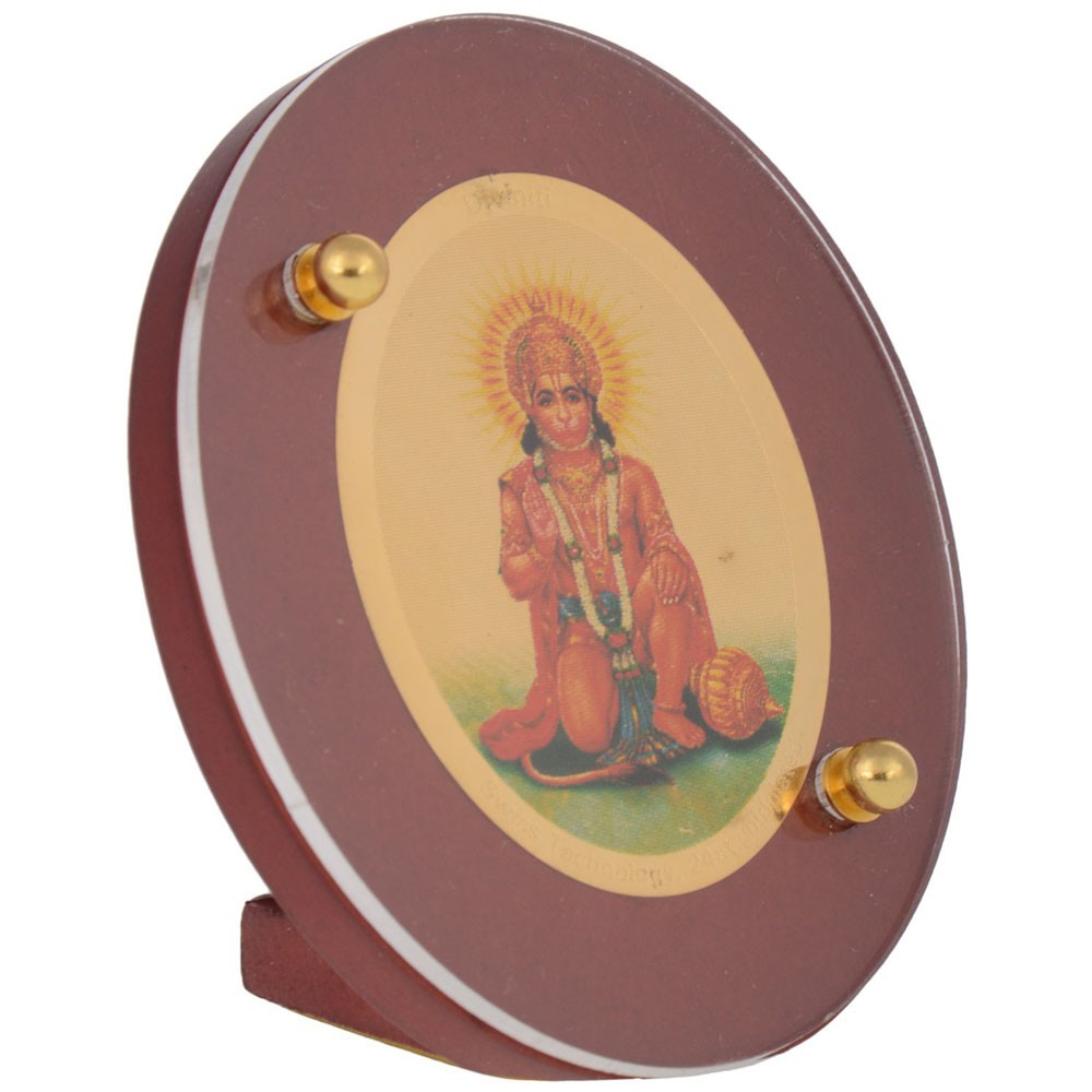 Wooden With Gold Plated Hanumanji Sitting Car Dashboard L2.25" x W1.25" x H2.50"