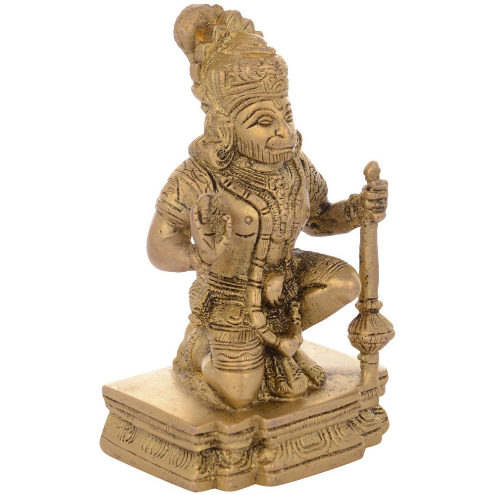 Brass Hanumanji Sitting Idol L2.5" x W2" x H4.25"