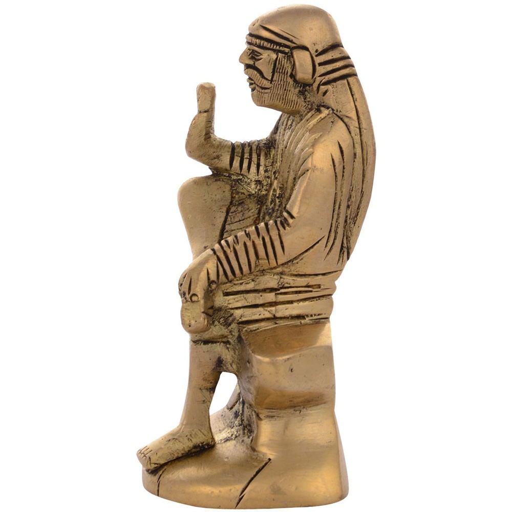Brass Sai Baba Sitting Idol L2" x W1.75" x H4"